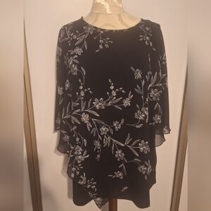 Floral Black and White Blouse